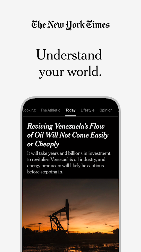 The New York Times app — today feed